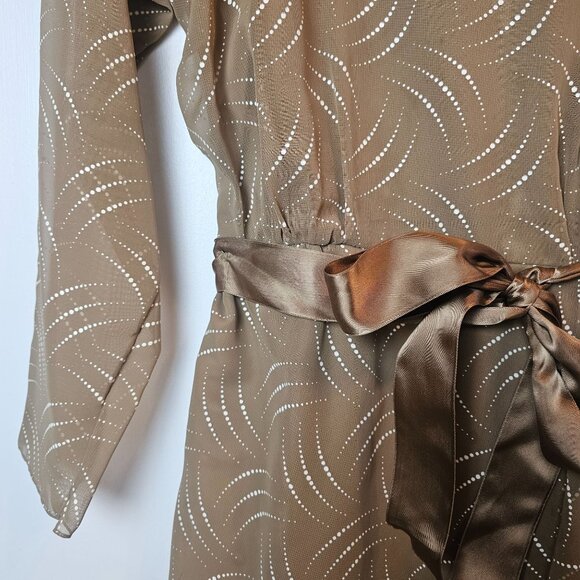 Vintage 1960's Kay Kipps New York Sheer Flowy Tan Polka Dot Evening Maxi Dress - Picture 4 of 10